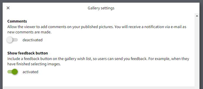 Show feedback button in gallery settings